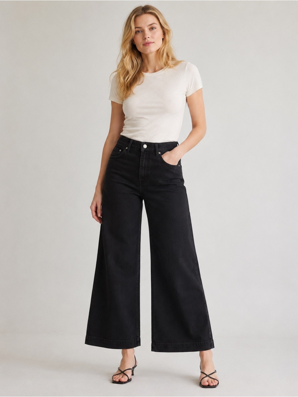 Maeve Anthropologie Black High Rise Wide Leg Jeans Size 28